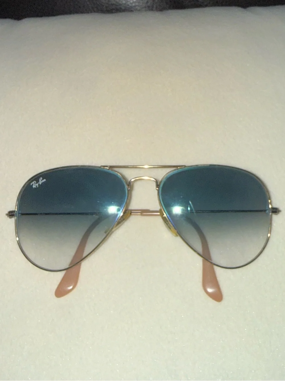Ray-Ban Gold Frame Aviator Sunglasses with Blue Gradient Lenses